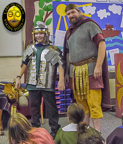 Child dressed in Legionary armour on Roman in-school day. - Image copyrighted © Gary Waidson. All rights reserved.